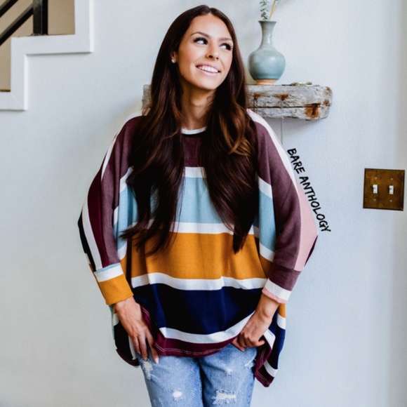 BellanBlue Tops - Multicolor Rainbow Dolman Top